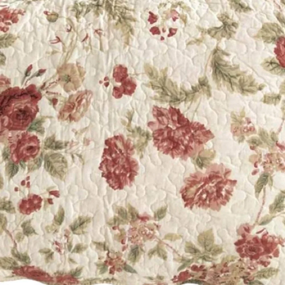 Boho Farmhouse Floral Patchwork 100% Cotton Quilted Decorative Shams (2-pack)
